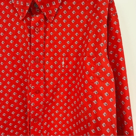 Cinch Red Geo Print Rodeo Western Button Front Shirt Mens Size XL Long Sleeves - Picture 3 of 9